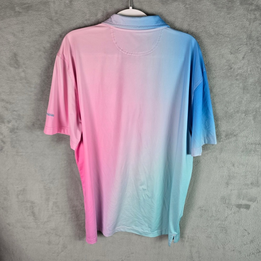 Chubbies Mens Large Pink Blue Ombre Pineapple Performance Polo Shirt SM23CA00106 - Picture 2 of 8